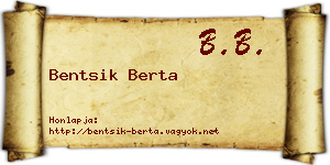 Bentsik Berta névjegykártya